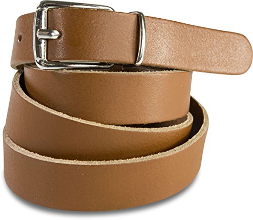 fashionchimp Basic Damengürtel aus 100% echtem Glatt-Leder, schmaler Gürtel, Breite ca. 2,0cm, Made In Germany (Cognac, 110/BW95) von fashionchimp