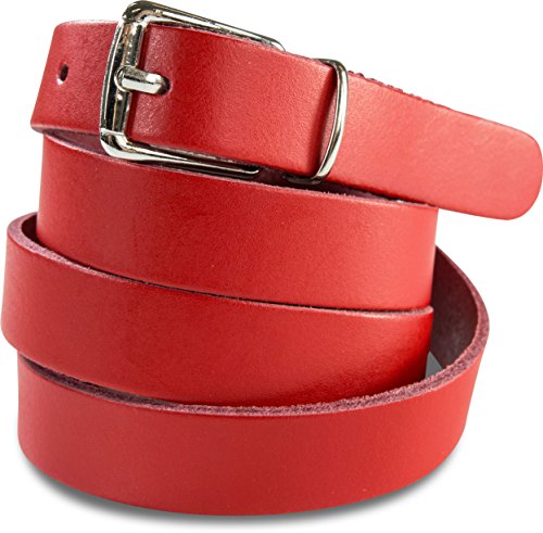 fashionchimp Basic Damengürtel aus 100% echtem Glatt-Leder, schmaler Gürtel, Breite ca. 2,0cm, Made In Germany (Rot, 115/BW100) von fashionchimp