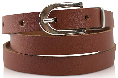 fashionchimp Basic Damengürtel aus 100% echtem Leder, schmaler Gürtel, Breite ca. 1,5cm, Made In Germany (Cognac, 105/BW90) von fashionchimp