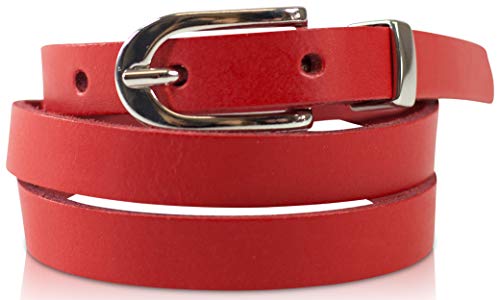 fashionchimp Basic Damengürtel aus 100% echtem Leder, schmaler Gürtel, Breite ca. 1,5cm, Made In Germany (Rot, 125/BW110) von fashionchimp