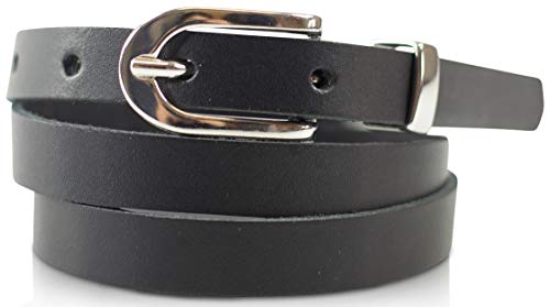 fashionchimp Basic Damengürtel aus 100% echtem Leder, schmaler Gürtel, Breite ca. 1,5cm, Made In Germany (Schwarz, 130/BW115) von fashionchimp