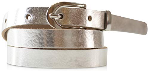 fashionchimp Basic Damengürtel aus 100% echtem Leder, schmaler Gürtel, Breite ca. 1,5cm, Made In Germany (Silber-Metallic, 100/BW85) von fashionchimp