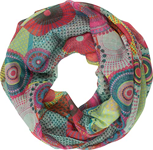 fashionchimp Damen-Loop mit Kreis-Muster, Psychedelic-Print, Schlauchschal, Sommer-Schal für Damen (07) von fashionchimp
