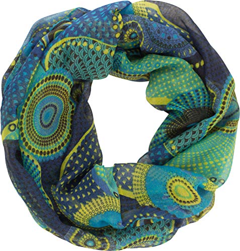 fashionchimp Damen-Loop mit Kreis-Muster, Psychedelic-Print, Schlauchschal, Sommer-Schal für Damen (Azurblau) von fashionchimp