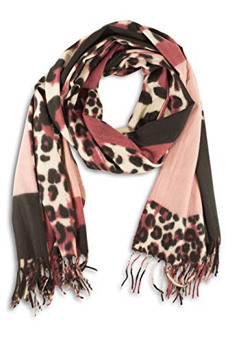 fashionchimp ® Damenschal mit Animal-Print Leopaden Muster und weichem Fransensaum, Kashmir-Anteil (Beere) von fashionchimp