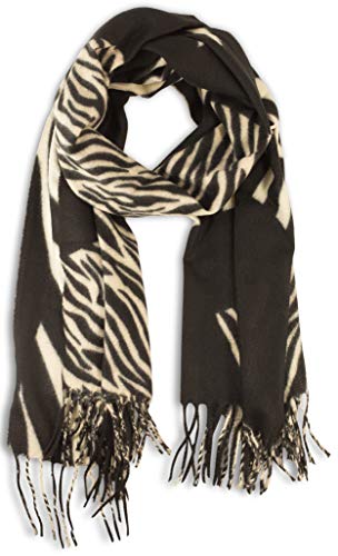 fashionchimp ® Damenschal mit Animal-Print Muster und weichem Fransensaum (Schwarz) von fashionchimp