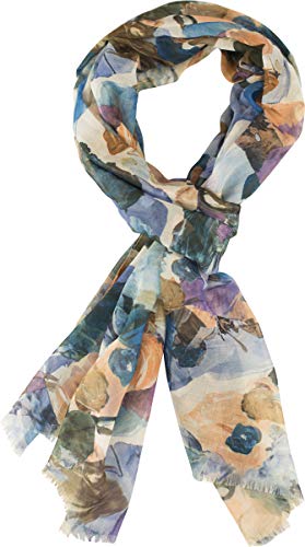 fashionchimp ® Damenschal mit Blüten-Blumen-Print, Flower-Design, Sommer-Schal, Fransensaum (Blau-Mix) von fashionchimp