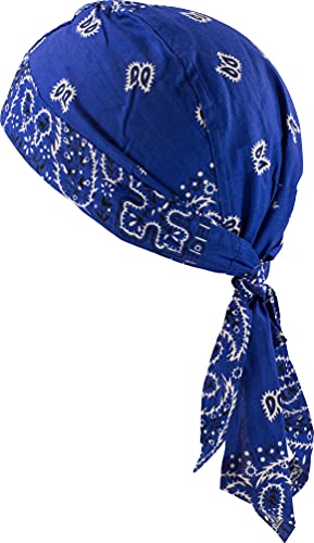 fashionchimp Zandana aus 100% Baumwolle, Bandana-Kopftuch, Bikertuch für Damen und Herren, Muster-Print (Blau-Paisley) von fashionchimp