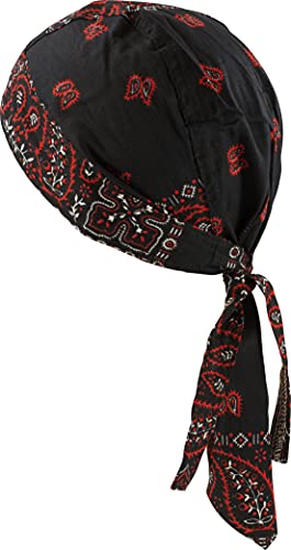 fashionchimp Zandana aus 100% Baumwolle, Bandana-Kopftuch, Bikertuch für Damen und Herren, Muster-Print (Schwarz/Rot-Paisley) von fashionchimp