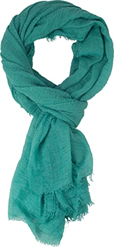fashionchimp BASIC-Schal für Damen mit weichem Fransensaum, Tuch in leichter Qualität mit Baumwolle, einfarbig (Aqua-Grün) von fashionchimp