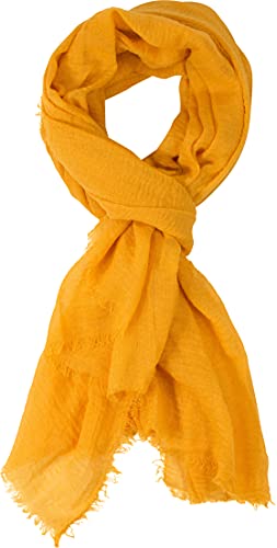 fashionchimp BASIC-Schal für Damen mit weichem Fransensaum, Tuch in leichter Qualität mit Baumwolle, einfarbig (Maisgelb) von fashionchimp