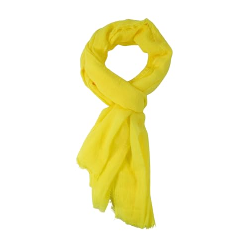 fashionchimp BASIC-Schal für Damen mit weichem Fransensaum, Tuch in leichter Qualität mit Baumwolle, einfarbig (Neongelb) von fashionchimp