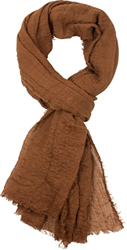 fashionchimp BASIC-Schal für Damen mit weichem Fransensaum, Tuch in leichter Qualität mit Baumwolle, einfarbig (Rotbraun) von fashionchimp