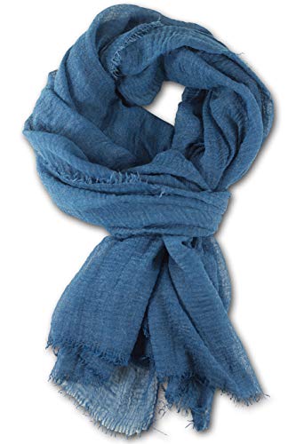 fashionchimp BASIC-Schal für Damen mit weichem Fransensaum, Tuch in leichter Qualität mit Baumwolle, einfarbig (Royalblau) von fashionchimp