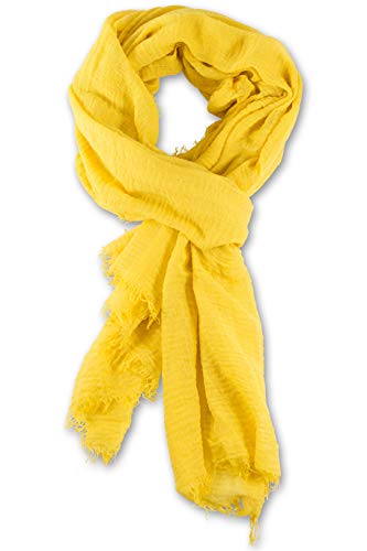 fashionchimp BASIC-Schal für Damen mit weichem Fransensaum, Tuch in leichter Qualität mit Baumwolle, einfarbig (Senfgelb) von fashionchimp