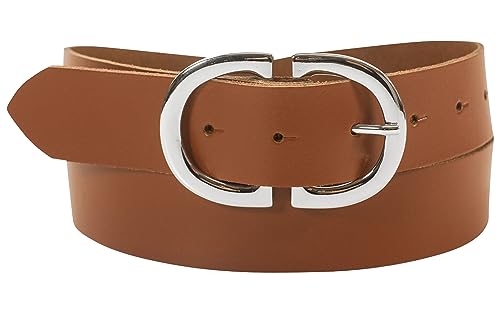 fashionchimp Basic Damengürtel aus 100% echtem Leder, Ledergürtel mit eleganter Doppelschließe, Breite ca. 3,3cm, Made In Germany (Chestnut-Mistral, 125/BW110) von fashionchimp