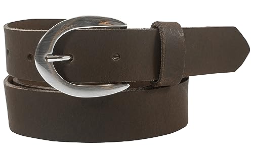 fashionchimp Basic Damengürtel aus 100% echtem Leder, glänzende Gürtel-Schließe, Breite ca. 2,8cm, Made In Germany (Cacao-Althea, 130/BW115) von fashionchimp