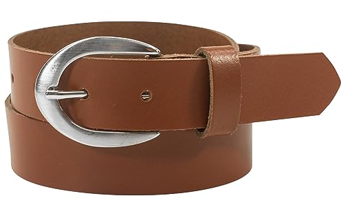 fashionchimp Basic Damengürtel aus 100% echtem Leder, glänzende Gürtel-Schließe, Breite ca. 2,8cm, Made In Germany (Chestnut-Althea, 125/BW110) von fashionchimp