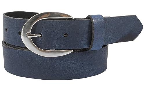 fashionchimp Basic Damengürtel aus 100% echtem Leder, glänzende Gürtel-Schließe, Breite ca. 2,8cm, Made In Germany (Cobalt-Althea, 105/BW90) von fashionchimp