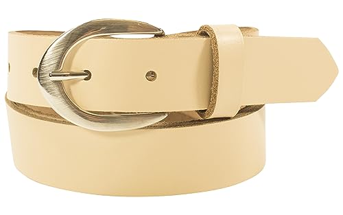 fashionchimp Basic Damengürtel aus 100% echtem Leder, glänzende Gürtel-Schließe, Breite ca. 2,8cm, Made In Germany (Creme-Montana, 115/BW100) von fashionchimp