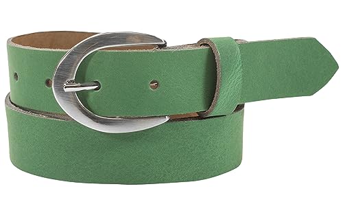 fashionchimp Basic Damengürtel aus 100% echtem Leder, glänzende Gürtel-Schließe, Breite ca. 2,8cm, Made In Germany (Grün-Althea, 130/BW115) von fashionchimp