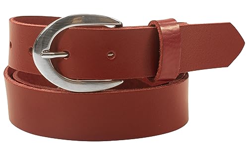 fashionchimp Basic Damengürtel aus 100% echtem Leder, glänzende Gürtel-Schließe, Breite ca. 2,8cm, Made In Germany (Rot-Mistral, 115/BW100) von fashionchimp