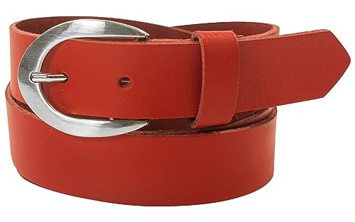 fashionchimp Basic Damengürtel aus 100% echtem Leder, glänzende Gürtel-Schließe, Breite ca. 2,8cm, Made In Germany (Rot-Montana, 100/BW85) von fashionchimp