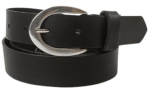 fashionchimp Basic Damengürtel aus 100% echtem Leder, glänzende Gürtel-Schließe, Breite ca. 2,8cm, Made In Germany (Schwarz-Montana, 110/BW95) von fashionchimp