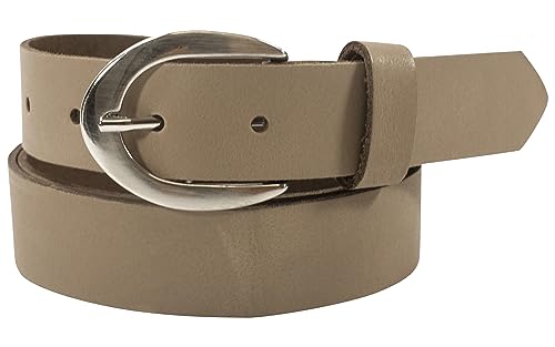 fashionchimp Basic Damengürtel aus 100% echtem Leder, glänzende Gürtel-Schließe, Breite ca. 2,8cm, Made In Germany (Taupe-Althea, 105/BW90) von fashionchimp