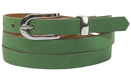 fashionchimp Basic Damengürtel aus 100% echtem Leder, schmaler Gürtel, Breite ca. 1,5cm, Made In Germany (Grün-Althea, 115/BW100) von fashionchimp