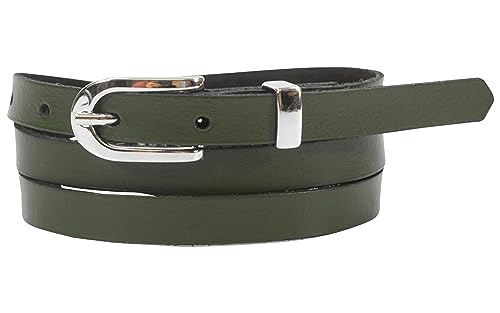fashionchimp Basic Damengürtel aus 100% echtem Leder, schmaler Gürtel, Breite ca. 1,5cm, Made In Germany (Tannengrün-Mistral, 100/BW85) von fashionchimp