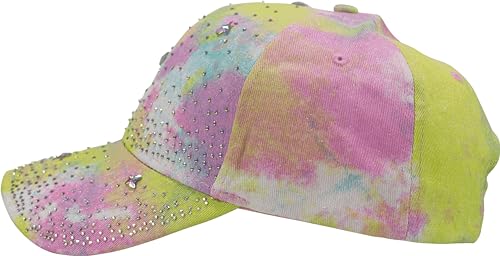 fashionchimp Damen Baseballcap mit Glitzersteinen aus 100% Baumwolle, Vintage Cap mit Glitzer, stufenlos verstellbar (Batik-Gelb) von fashionchimp