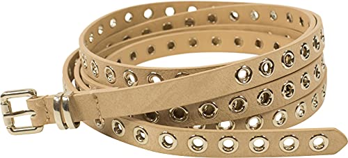 fashionchimp Doppelgürtel für Damen, Wickelgürtel mit Lochnieten-Besatz und Silber-Schließe, Breite ca. 1,5cm (Beige) von fashionchimp