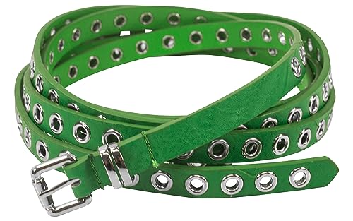 fashionchimp Doppelgürtel für Damen, Wickelgürtel mit Lochnieten-Besatz und Silber-Schließe, Breite ca. 1,5cm (Grün) von fashionchimp