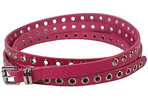 fashionchimp Doppelgürtel für Damen, Wickelgürtel mit Lochnieten-Besatz und Silber-Schließe, Breite ca. 1,5cm (Rosa) von fashionchimp