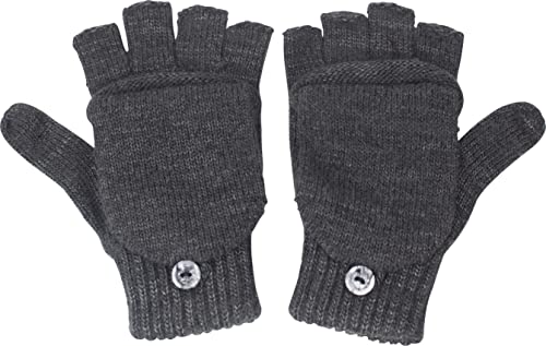 fashionchimp Halbfinger-Handschuh für Damen mit Kappe, warme Fäustlinge, Uni-Farben, Made in EU (Anthrazit-Meliert; Größe 6-7) von fashionchimp