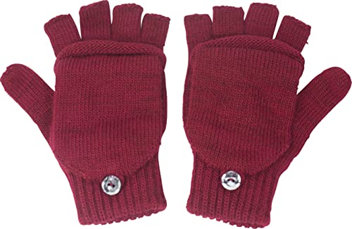 fashionchimp Halbfinger-Handschuh für Damen mit Kappe, warme Fäustlinge, Uni-Farben, Made in EU (Winterrot-Uni; Größe 6-7) von fashionchimp