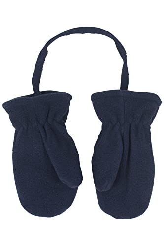 fashionchimp Kinder Fleece-Fäustlinge mit Daumen und Jackenbändchen, Kleinkinder, warme Handschuhe, Uni-Farben, Made in EU (Dunkelblau; Größe 13-24 Monate) von fashionchimp