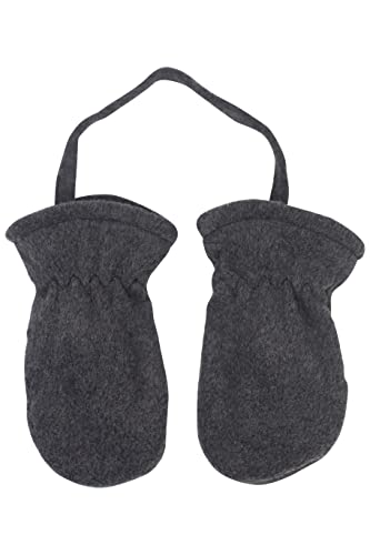 fashionchimp Kinder Fleece-Fäustlinge ohne Daumen mit Jackenbändchen, Kleinkinder, warme Handschuhe, Uni-Farben, Made in EU (Anthrazit; Größe 1-12 Monate) von fashionchimp
