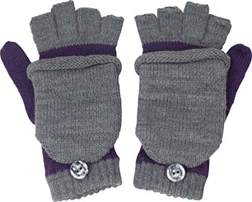 fashionchimp Kinder Halbfinger-Handschuh mit Kappe, warme Fäustlinge, Uni-Farben, Made in EU (Grau-Lila; Größe 5-6 Jahre) von fashionchimp