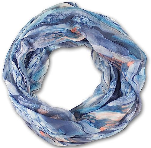 fashionchimp Loop Schlauchschal für Damen mit All-Over-Muster im Batik Style, Crash and Crinkle, Seide (Blau) von fashionchimp