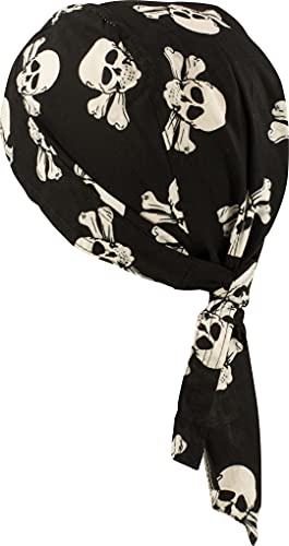 fashionchimp Zandana aus 100% Baumwolle, Bandana-Kopftuch, Bikertuch für Damen und Herren, Muster-Print (Schwarz-Totenkopf) von fashionchimp