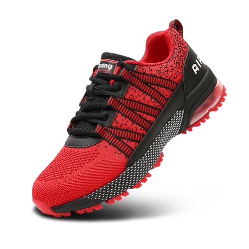 Sumateng Laufschuhe Herren Damen Turnschuhe Leicht Sporttrainer Luftstoßdämpfung Sportschuhe Atmungsaktiv Walkingschuhe Fitness Joggingschuhe Athletic Outdoor Sneakers Red40 von Sumateng