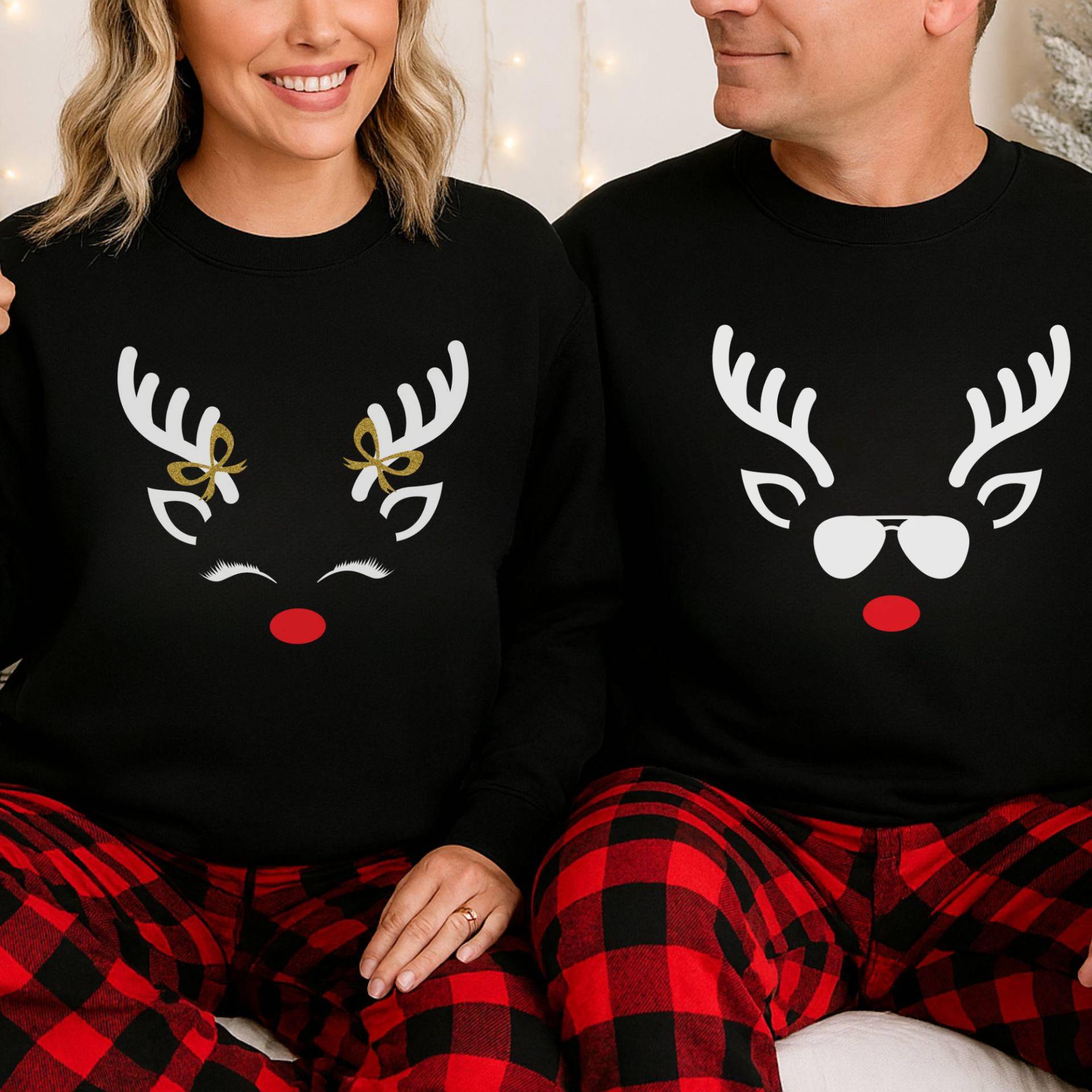 Partnerlook Weihnachten, Pärchen Pullover, Rentier, Christmas Sweater, Weihnachtsgeschenk, Partner Geschenk, Weihnachtspullover von fashionquarter