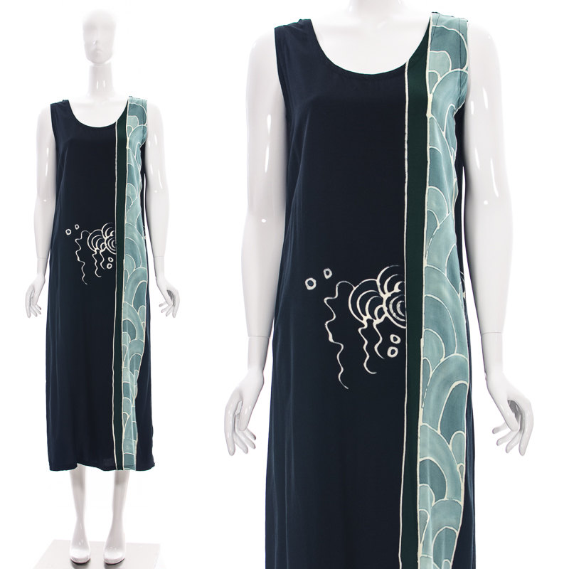 Vintage 90Er Jahre Abstraktes Wave Maxi-Kleid von fashionrework
