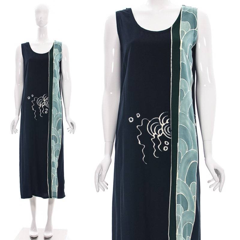 Vintage 90Er Jahre Abstraktes Wave Maxi-Kleid von fashionrework