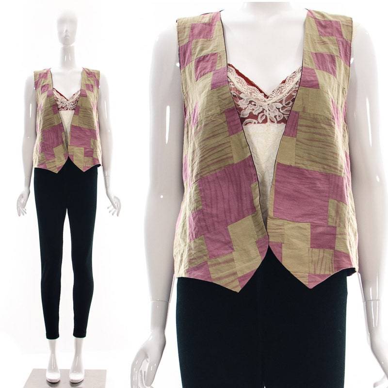 Vintage 90Er Jahre Patchwork Weste Reversible Boho Revival Festival Weste Small Medium von fashionrework