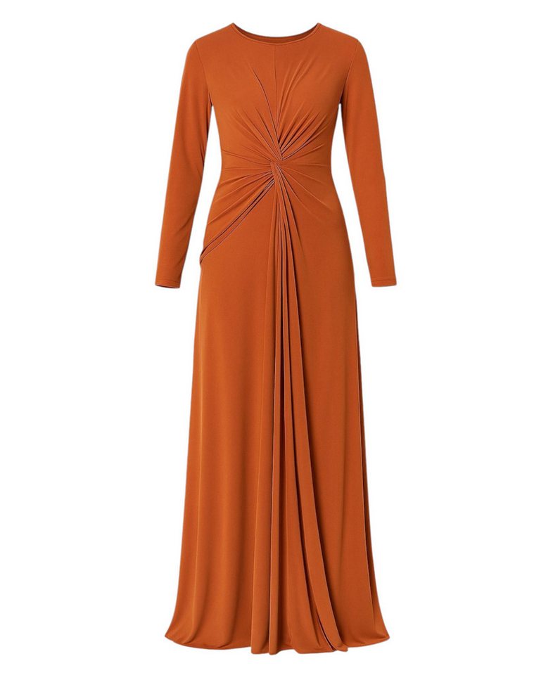 fashionshowcase Abendkleid Damen Elegantes Maxikleid - Modest Fashion, Hijab-freundlich Hochgeschlossener Kragen, Drapierung an der Taille von fashionshowcase