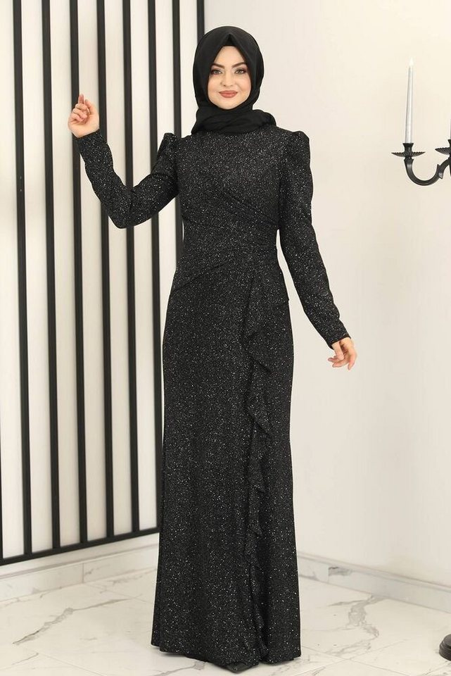 fashionshowcase Abendkleid Damen Glitzer Maxikleid mit Volant Abiye Abaya Hijab Mode Modest Fashion fashionshowcase Abendkleid Damen Glitzer Maxikleid mit Volant Abiye Abaya Hijab Mode Modest Fashion von fashionshowcase