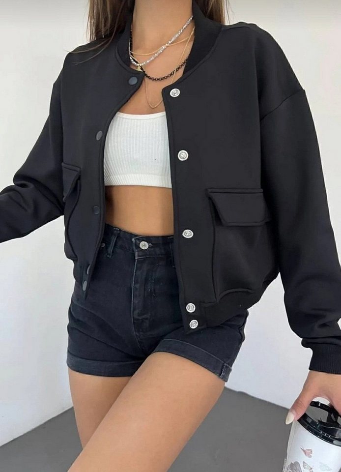 fashionshowcase Bomberjacke Damen-Scuba Jacke wasserabweisendem Scuba-Stoff elastisch, pflegeleicht von fashionshowcase